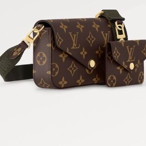 Louis Vuitton Brown Crossbody Bag with Monogram Design and Adjustable Strap